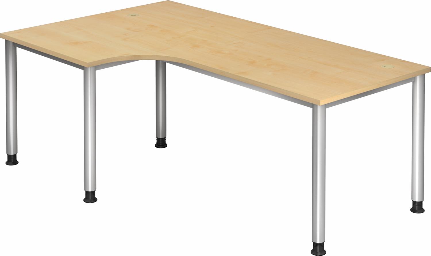 bümö höhenverstellbarer Eckschreibtisch H-Serie 200x120 cm in Ahorn, Gestell in Silber - Schreibtisch L Form, großer Tisch für's Büro, Computertisch höhenverstellbar, HS-82-3 Bild 1