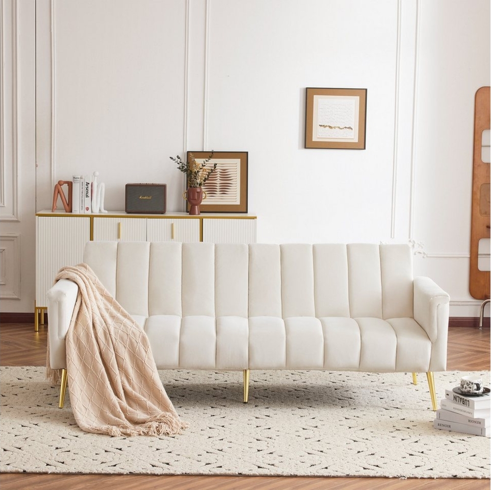 MODFU Schlafsofa Funktionsbett,Samtstoff,klappbares Schlafsofa, Vielseitiges Samt Schlafsofa mit verstellbarer Rückenlehne und Armlehnen, für 2 Personen, multifunktional mit Schlaf-Funktion, mit Relaxfunktion Bild 1