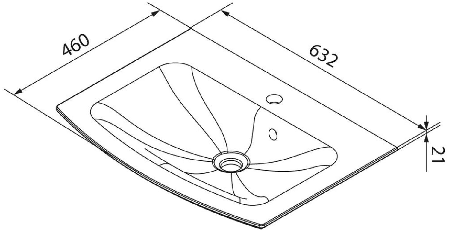 Fackelmann B.STYLE Badmöbel Set 2-teilig, 63,2 cm breit, Braun/Weiß, Gussmarmor Weiß Bild 1