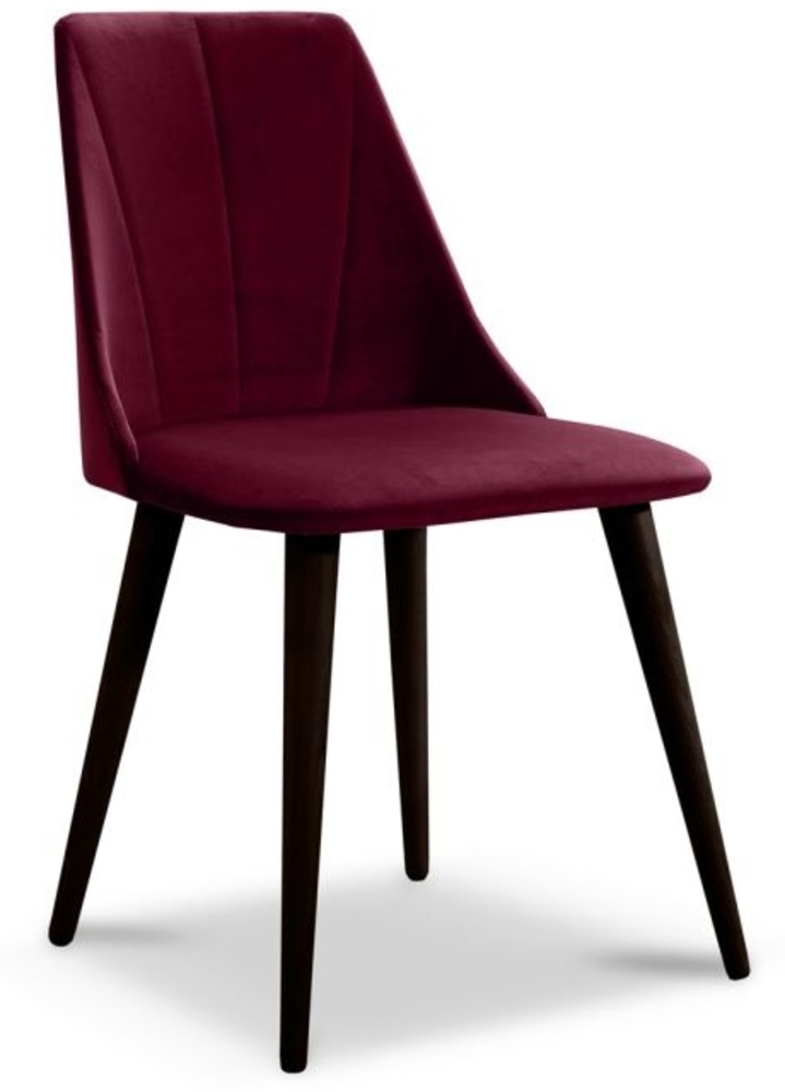 Esszimmerstühle Stuhle 2er Set CAROS Massivholz Buche-Wenge Stoff Bordeauxrot Bild 1
