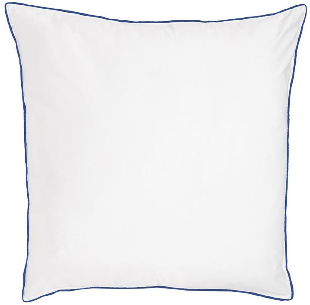 Traumschlaf Uni Kissenbezug White Collection Pipping|70x90 cm| dark-blue Bild 1