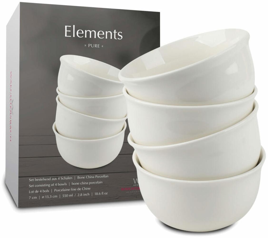 Waechtersbach Müslischale 4er Set im Geschenkkarton Elements - Pure, Schalenset, New Bone China, weiß, 13 cm, 41 5 972 7000 Bild 1