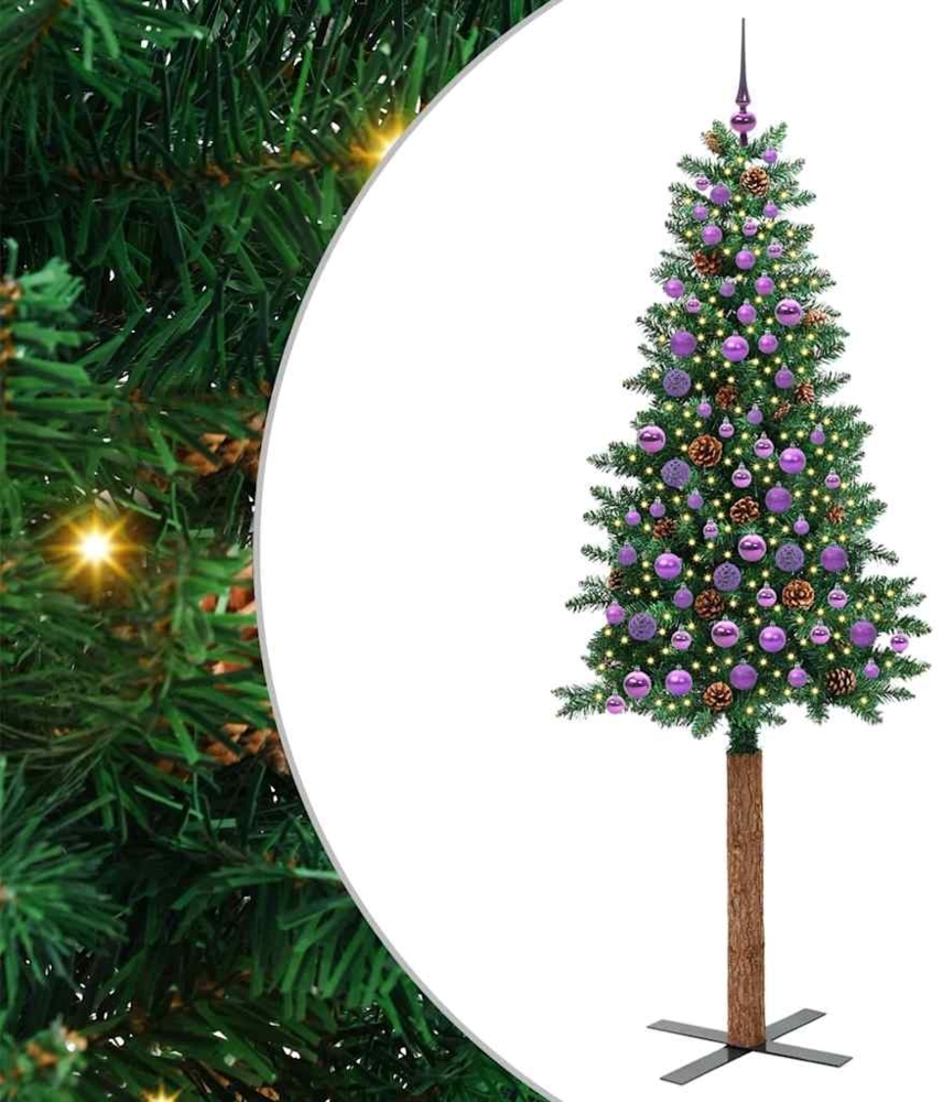 vidaXL Schlanker Weihnachtsbaum mit 300 LEDs mit Ständer Grün 210 cm 3394883 Bild 1