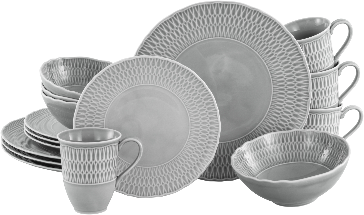 CreaTable, 33088, Serie Sofia Stone, 16-teiliges Geschirrset, Kombiservice aus Porzellan Grau Bild 1