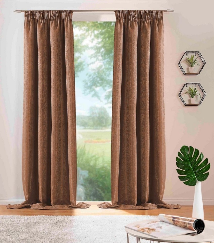 DecoHome24 Gardine Brillant Meliert, Kräuselband (2 St), blickdicht, Polyester, Blickdicht Bild 1