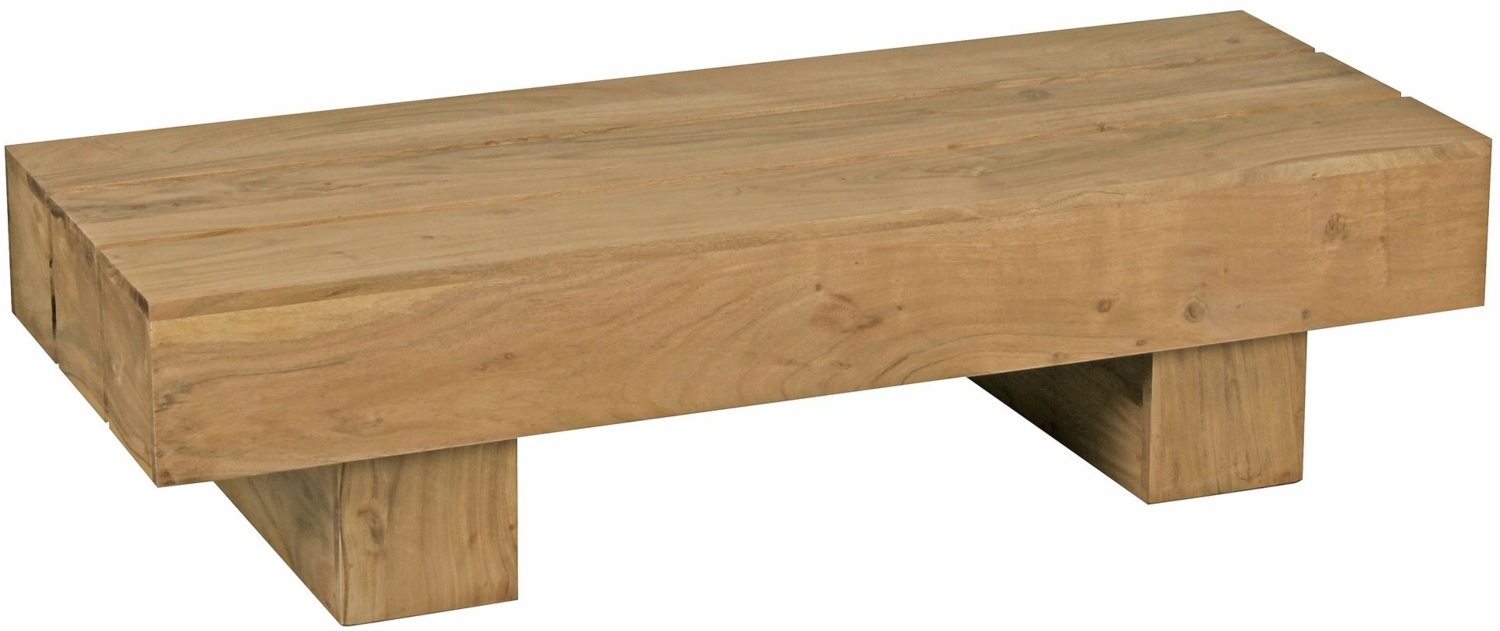 Couchtisch Massiv-Holz Akazie 120cm breit Design Wohnzimmer-Tisch dunkel-braun Landhaus-Stil Beistelltisch Bild 1