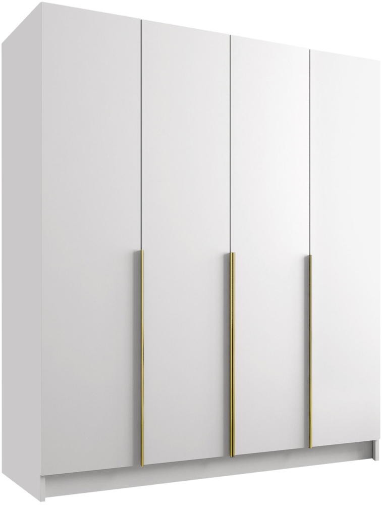 Mirjan24 'Salkor' Drehtürenschrank mit 4 Türen, Laminatplatte, 215 x 58 x 200 cm, Weiß / Gold, ohne Spiegel Bild 1
