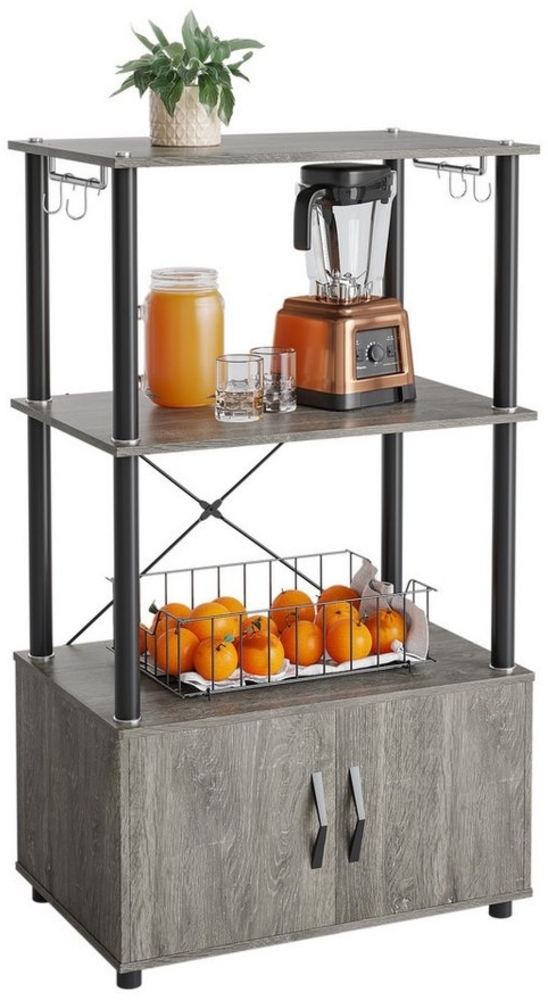 Bestier Standregal Küchenregal mit Schrank, 60 x 40 x 107.5cm, 3-stöckiges Bäckerregal mit 2 offenen Ablagen & 4 Haken, industrielles Bücherregal, Standregal für Küche, Esszimmer, Wohnzimmer Bild 1