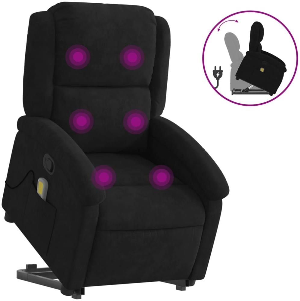 vidaXL Massagesessel mit Aufstehhilfe Schwarz Samt 3204317 Bild 1