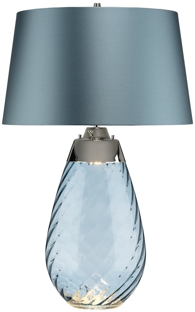 Elstead Lighting Lena Tischleuchte Large 2-Light Blau Nickel Stoffschirm Blau 74cm Bild 1