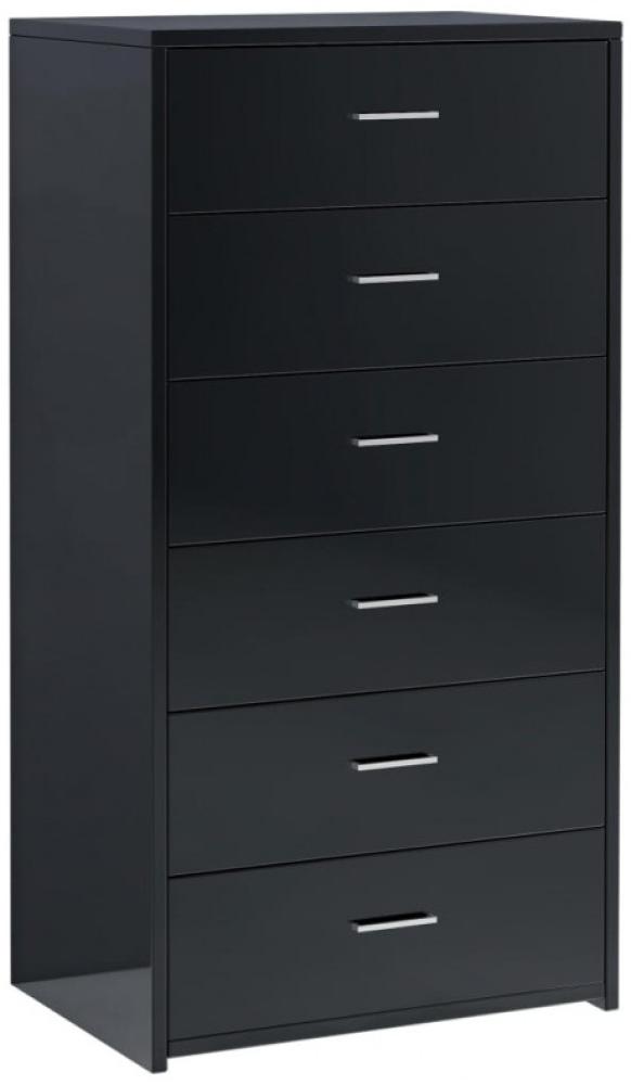 Sideboard mit 6 Schubladen Hochglanz-Schwarz 50 x 34 x 96 cm Bild 1