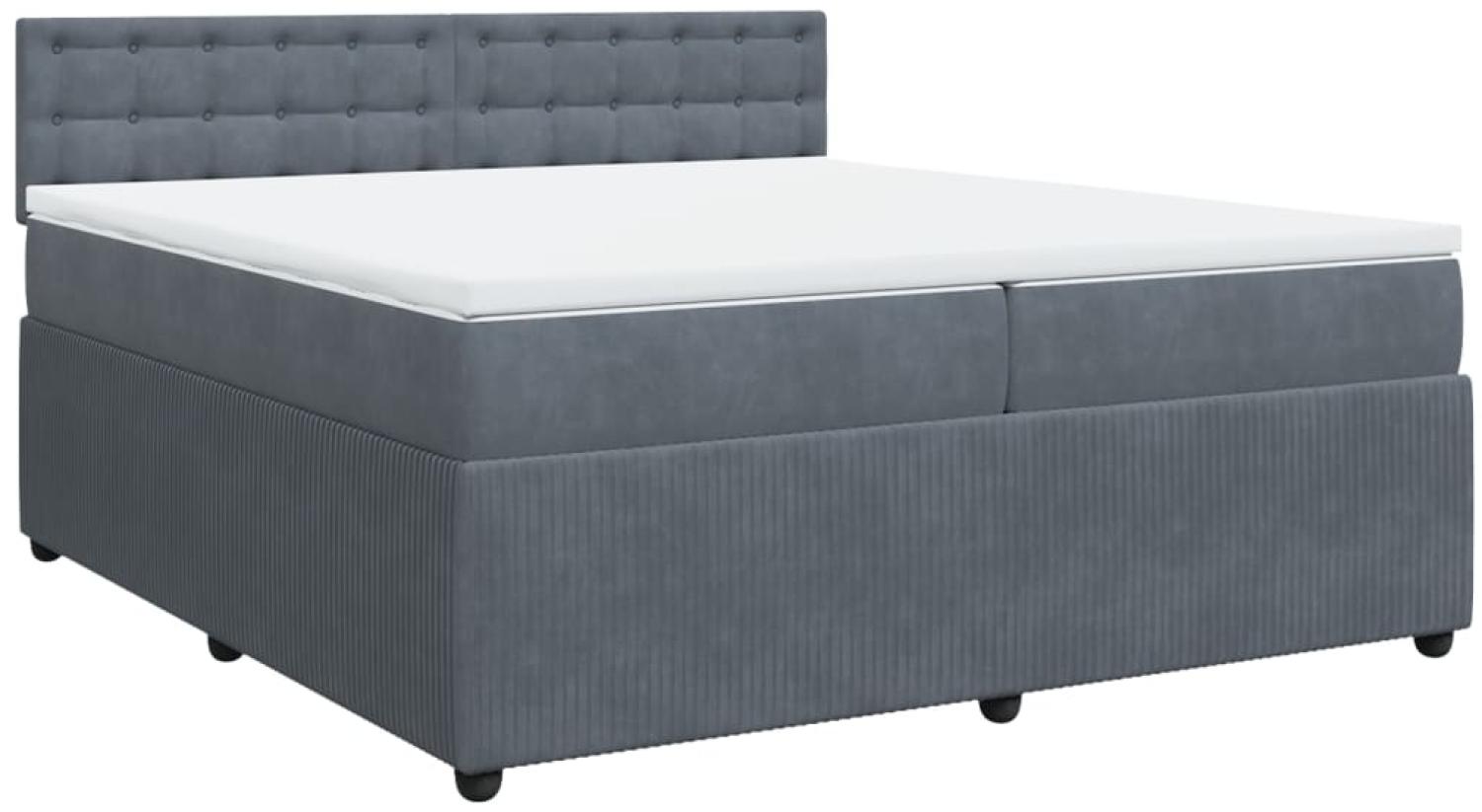 vidaXL Boxspringbett mit Matratze Dunkelgrau 200x200 cm Samt 3287843 Bild 1