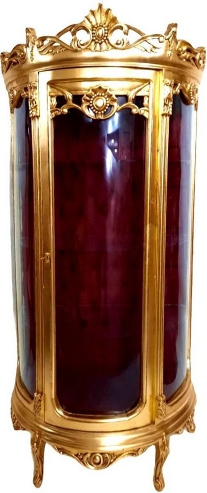 Casa Padrino Vitrine Barock Vitrine Gold / Bordeaux - Vitrinenschrank - Wohnzimmerschrank Glasvitrine - Antik Look Gls Schrank Bild 1