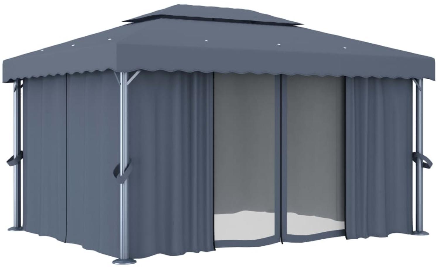 vidaXL Pavillon mit Vorhang 4x3 m Anthrazit Aluminium 3053376 Bild 1