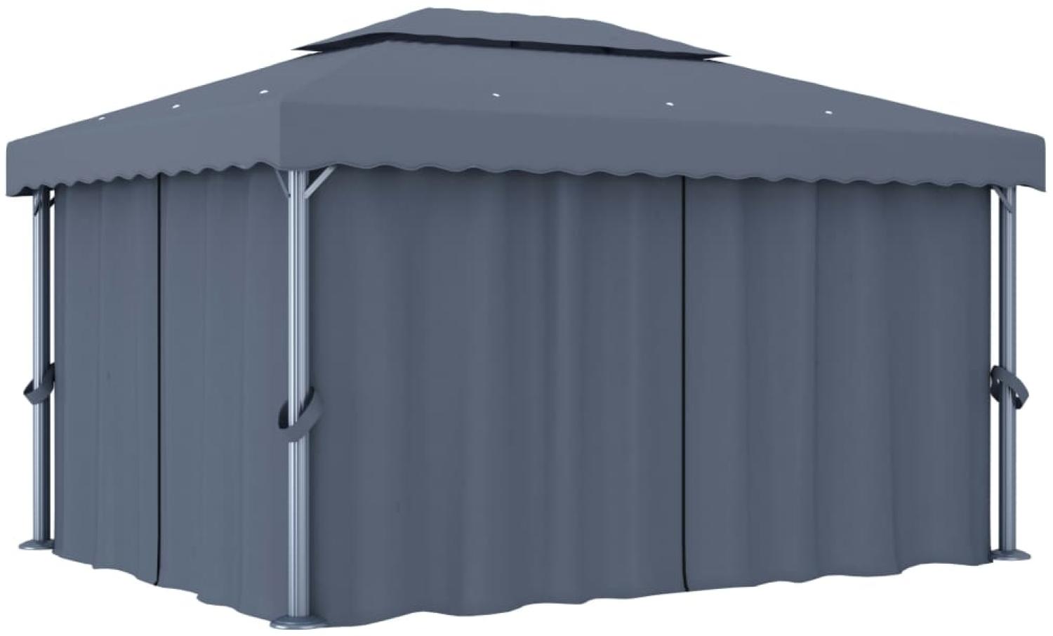 vidaXL Pavillon mit Vorhang 4x3 m Anthrazit Aluminium 3053376 Bild 1