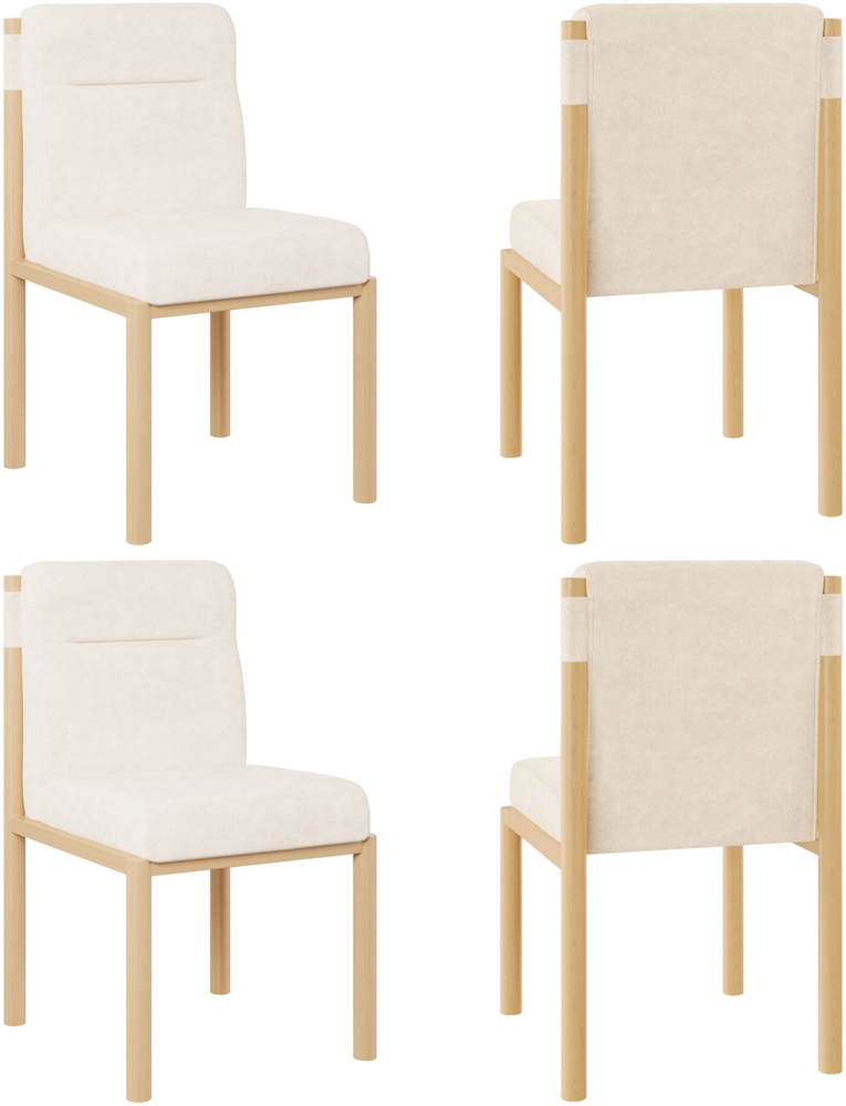 Merax Esszimmerstuhl (Set, 4 St) Eisengestell in Eichenholz-Optik , 4er Set Polsterstühle Wohnzimmerstuhl Sherpa-Stoff Beige Bild 1