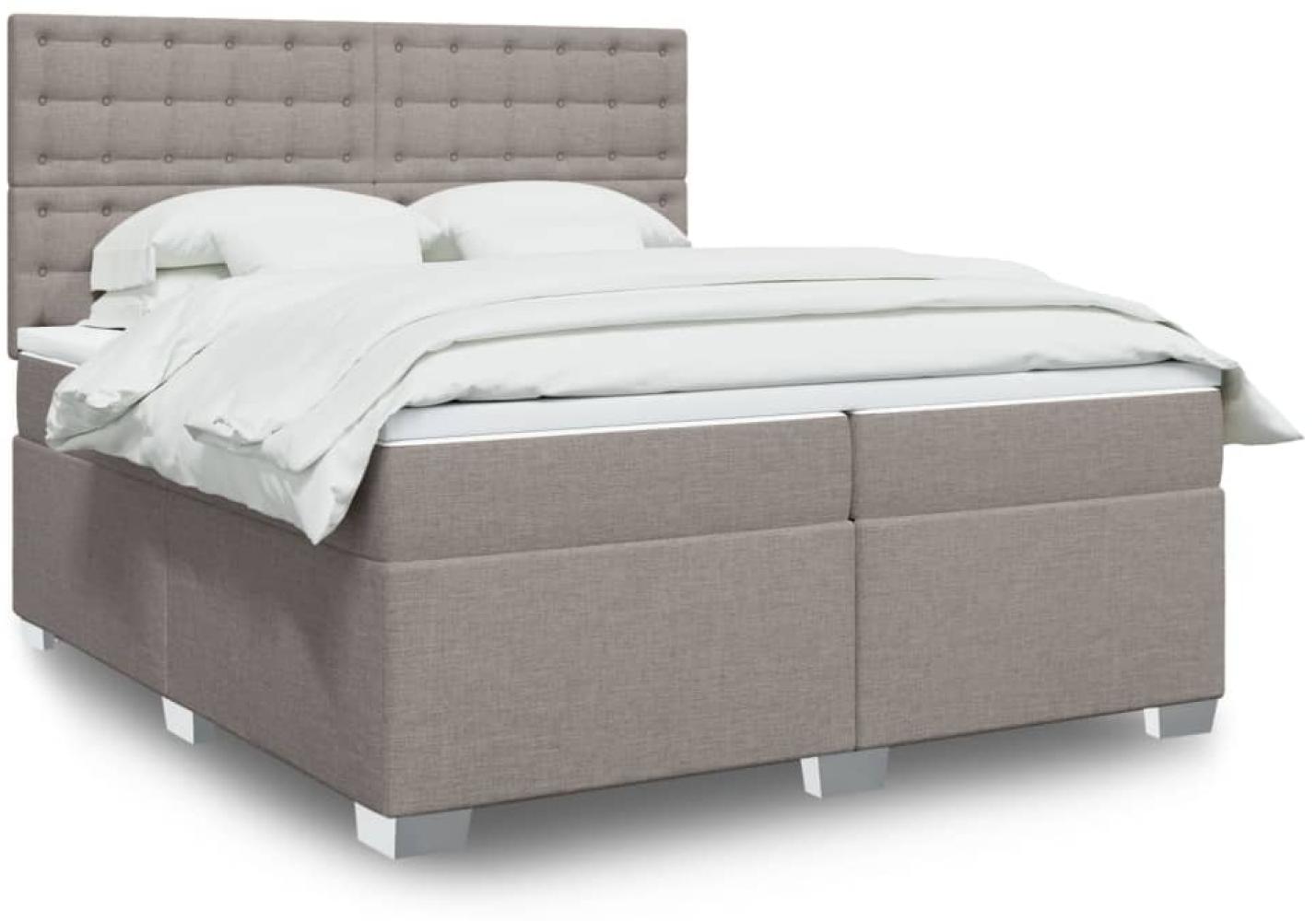 vidaXL Boxspringbett mit Matratze Taupe 200x200 cm Stoff 3292913 Bild 1