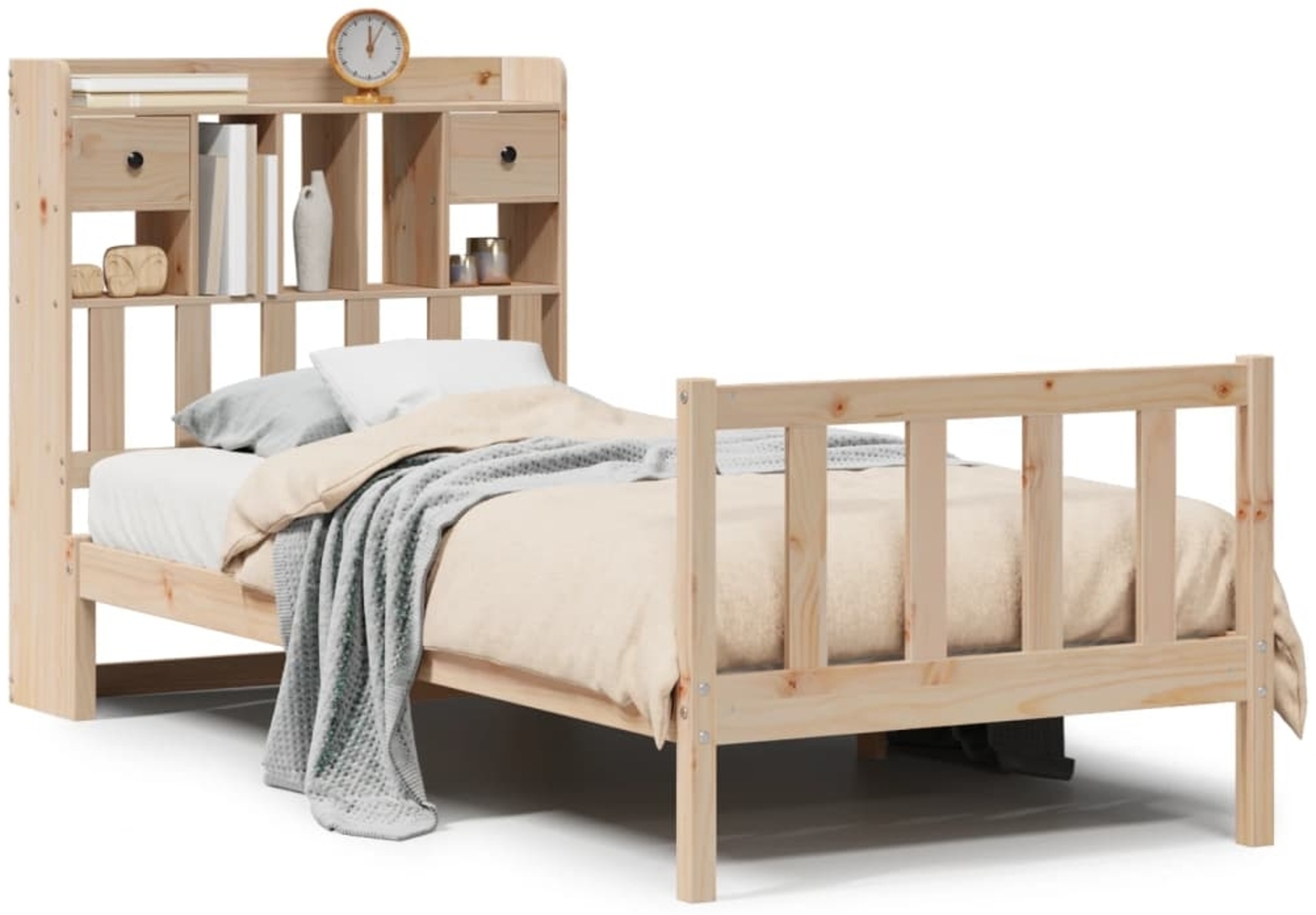 vidaXL Massivholzbett mit Regal ohne Matratze 90x190 cm Kiefer 3321729 Bild 1