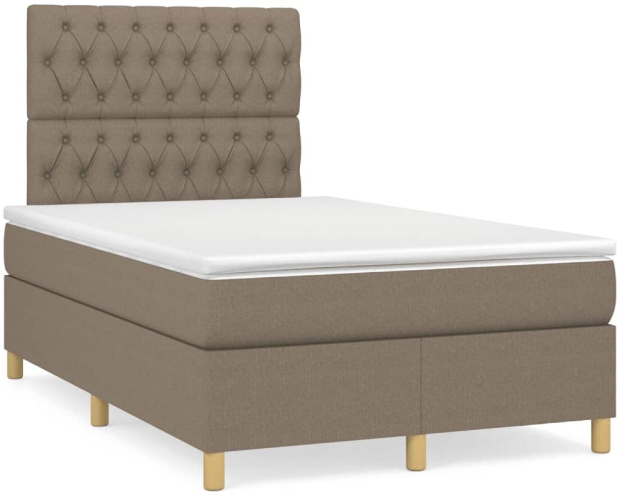 vidaXL Boxspringbett mit Matratze Taupe 120x190 cm Stoff 3269955 Bild 1