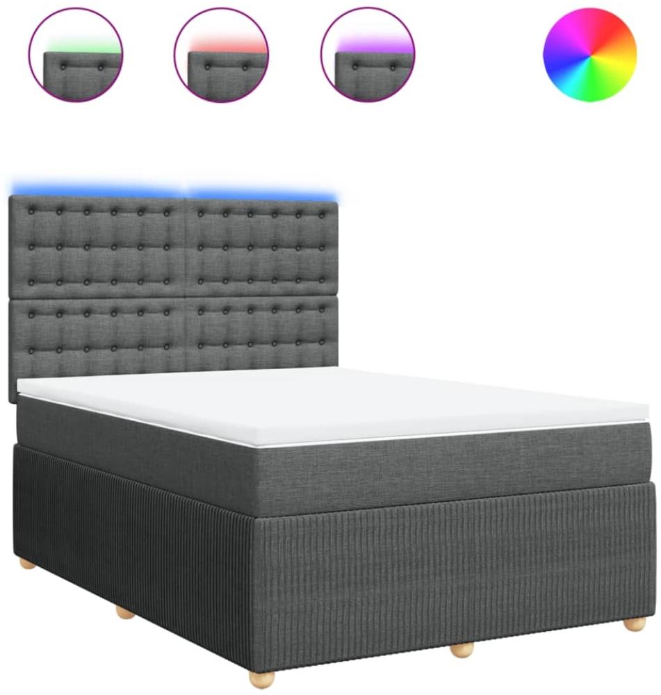 vidaXL Boxspringbett mit Matratze Dunkelgrau 160x200 cm Stoff 3294422 Bild 1