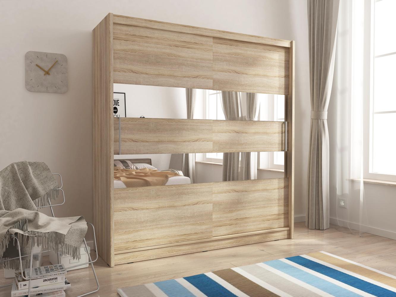 Domando Kleiderschrank San Benedetto M2 180 Modern Breite 180cm, Schwebetüren, praktische Facheinteilung in Sonoma Eiche Bild 1