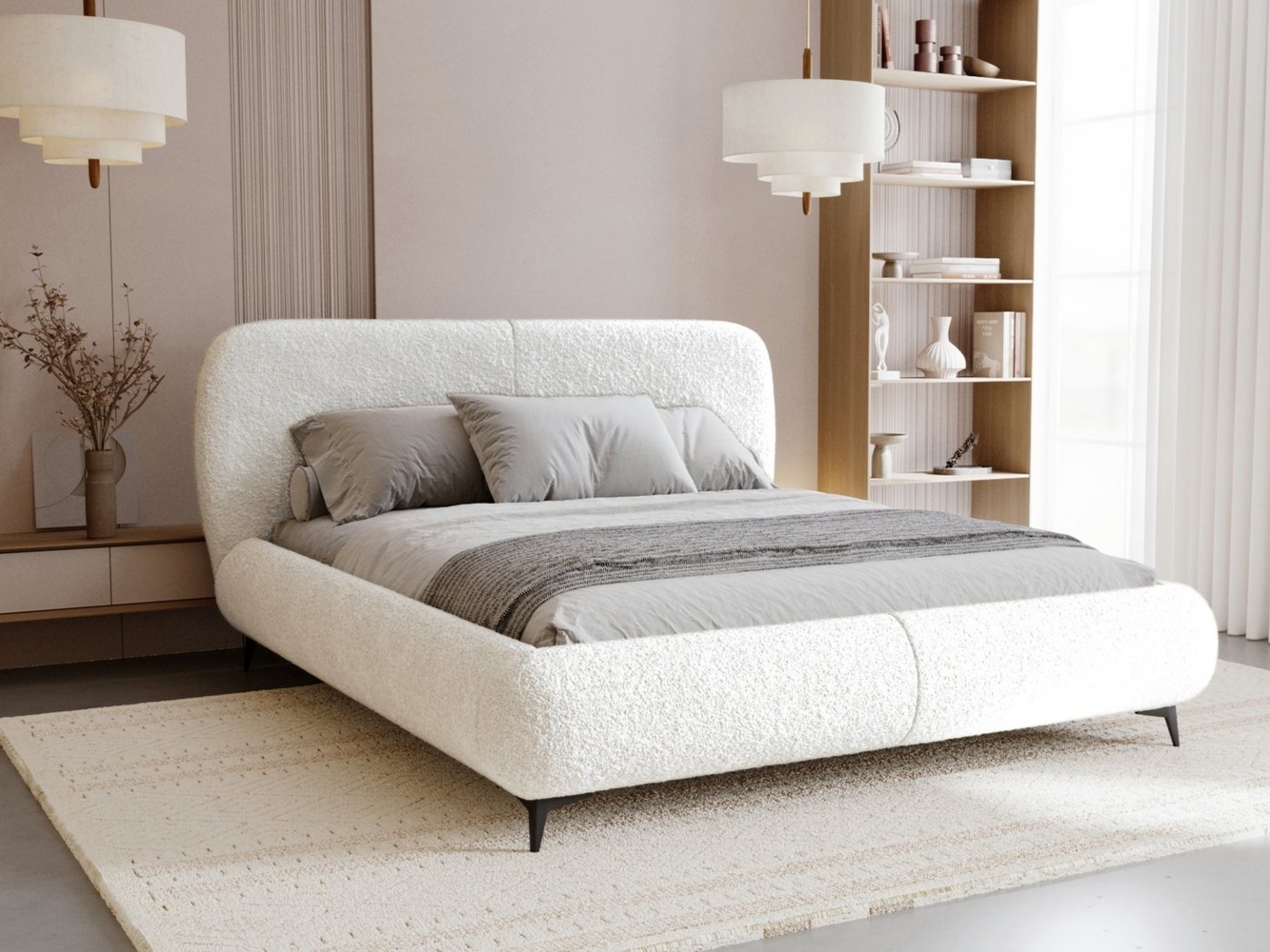 Compleo Polsterbett mit gepolstertem Kopf- & Fußteil, Bett mit Bettkasten Japandi-Stil Bild 1