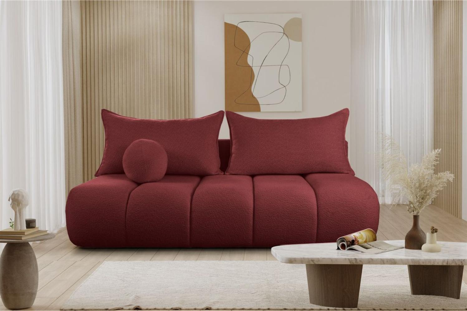 Schlafsofa Designersofa Sofa 3-Sitzer ANZIA in Stoff Ascot Bukla Rot Bild 1