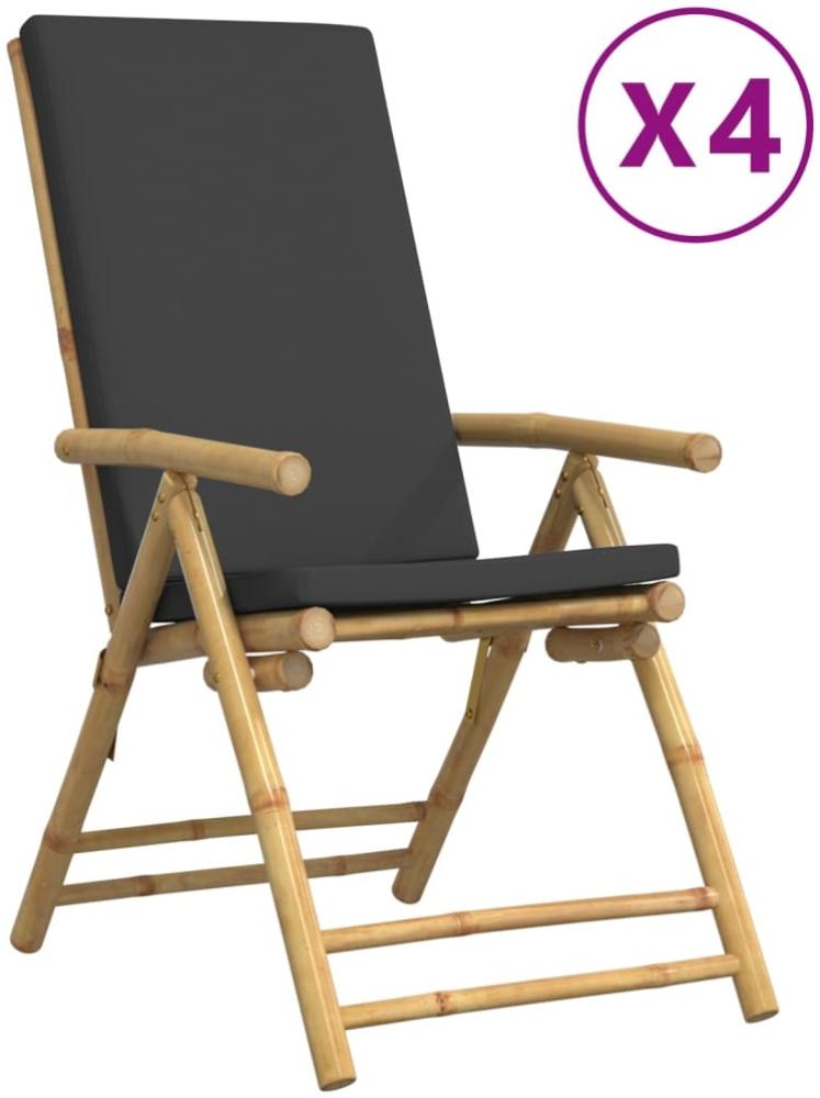 vidaXL Gartenstühle 4 Stk. Verstellbar Klappbar mit Kissen Bambus 3208929 Bild 1