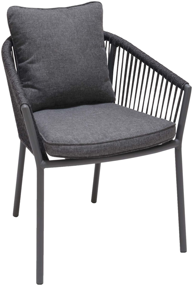 VIBORG Stapelstuhl, Gestell: Aluminium, Lehne: Rope dunkelgrau, inkl. Sitz und Rückenkissen Bild 1