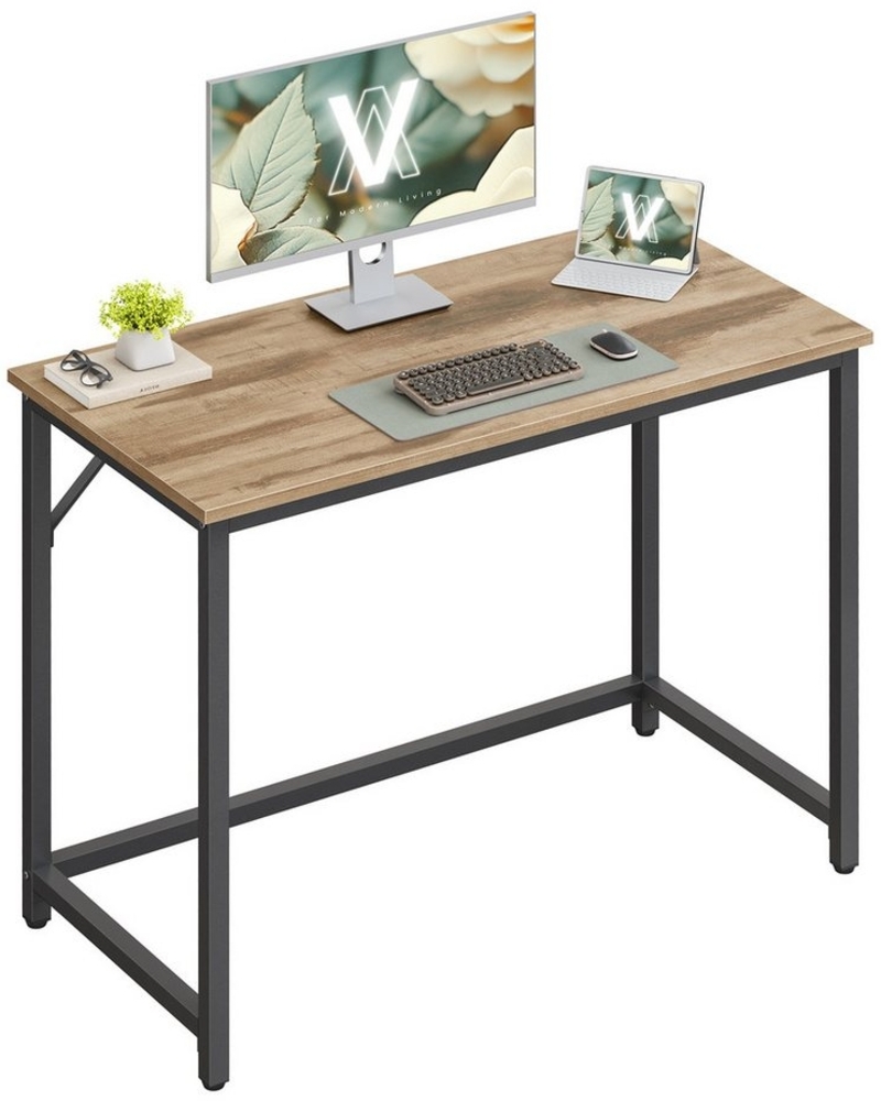 VASAGLE Tisch, Computertisch, Bürotisch, 100 x 50 x 76 cm, für Arbeitszimmer, Schlafzimmer, Wohnzimmer, kamelbraun-tintenschwarz Bild 1