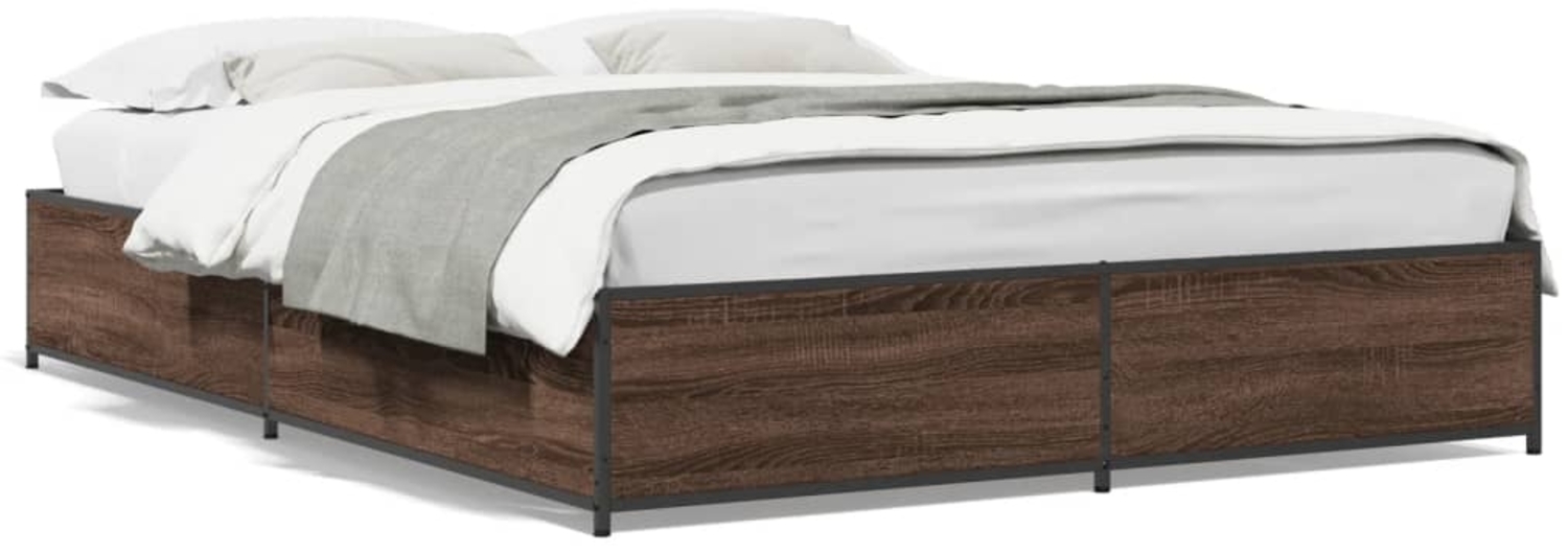 vidaXL Bettgestell Braun Eichen-Optik 140x200 cm Holzwerkstoff Metall 3279846 Bild 1