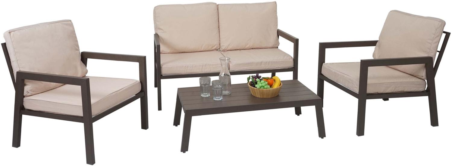 Garnitur HWC-L64, Gartenlounge Gartengarnitur Lounge-Set Sitzgruppe Sofa, Metall ~ Polster creme-weiß Bild 1