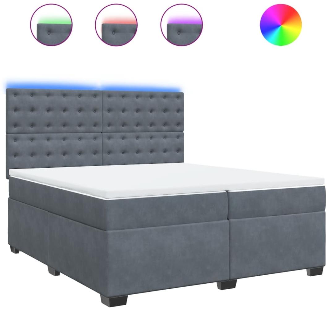 vidaXL Boxspringbett mit Matratze Dunkelgrau 200x200 cm Samt 3293315 Bild 1