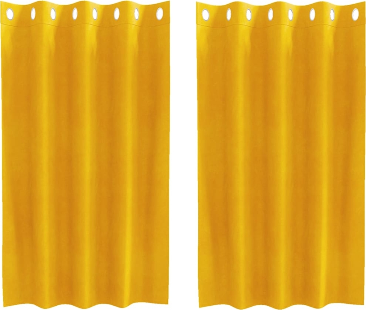 vidaXL Verdunkelungsvorhänge 2 pcs Senfgelb 140 x 140 cm Samt 4107268 Bild 1