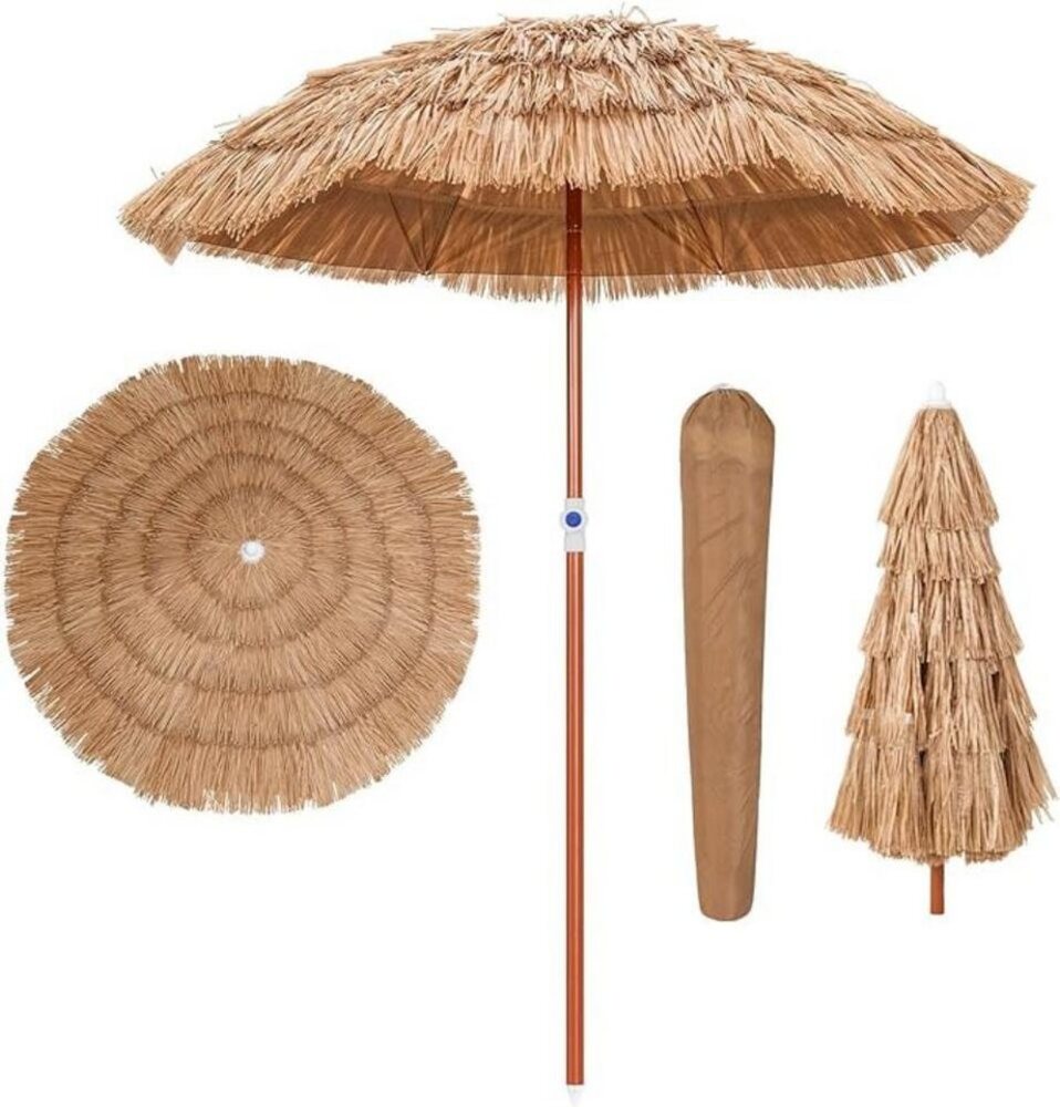 KOMFOTTEU Sonnenschirm Hawaii Strandschirm, mit Neigungsfunktion & verstellbarer Höhe Bild 1