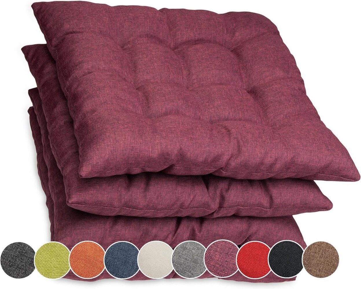 sunnypillow Stuhlkissen 4er Set Stuhlkissen mit Bändern Ontario, Violett Bild 1