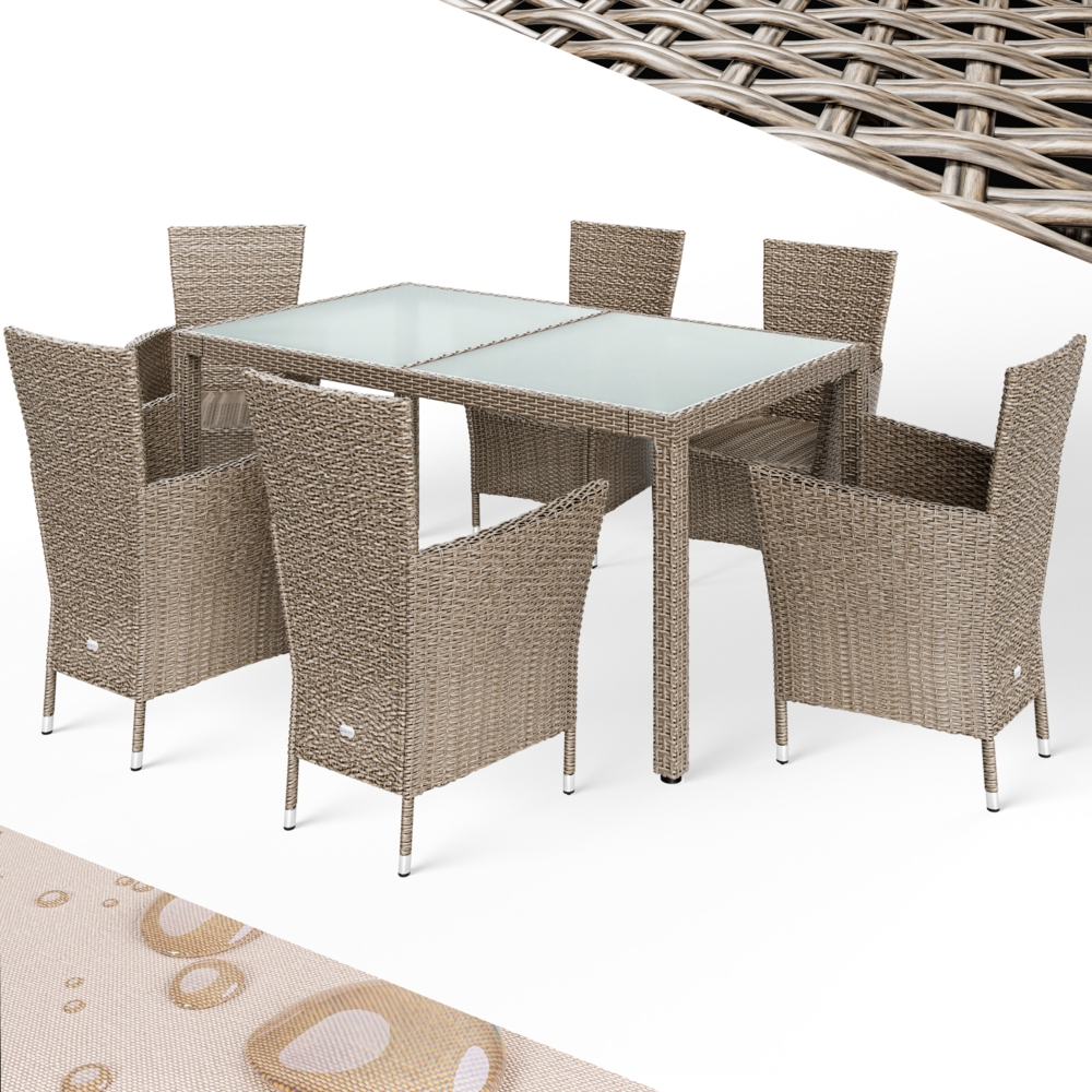 CASARIA® Gartenmöbel-Set, creme, mit Esstisch 150x90 cm Bild 1