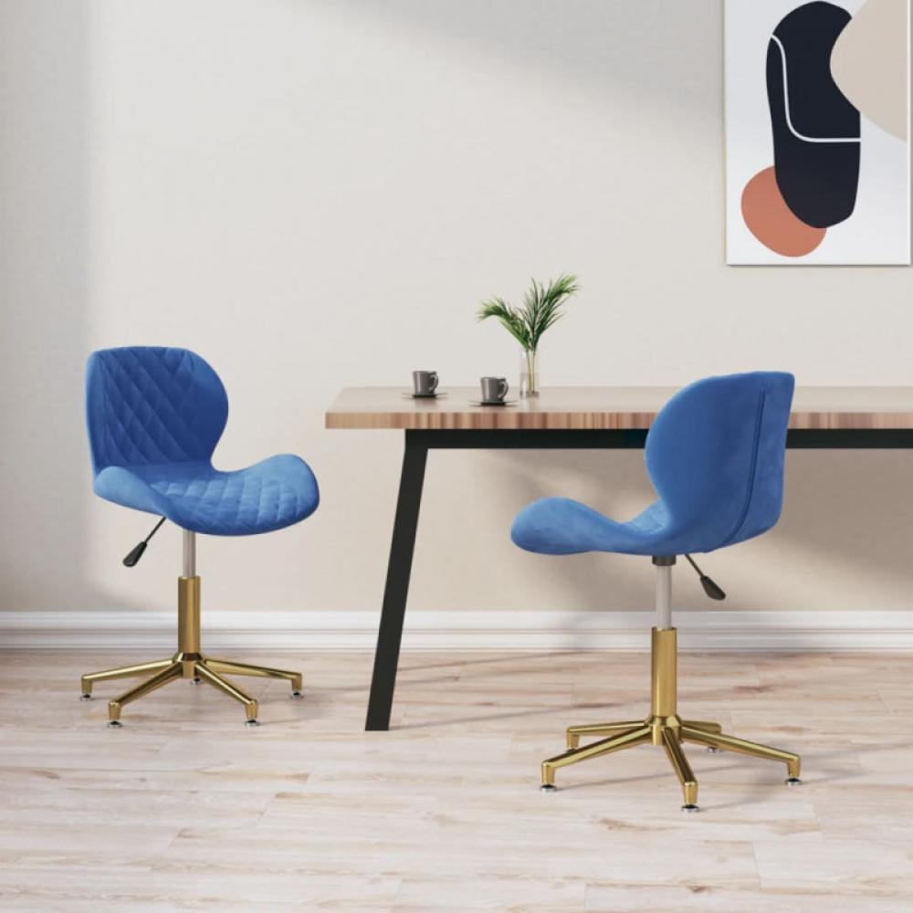 vidaXL Esszimmerstühle 2 Stk. Drehbar Blau Samt [335055] Bild 1