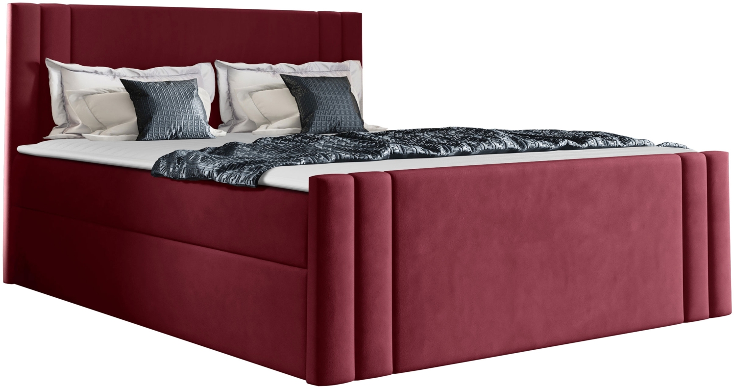 Boxspringbett Harlon, Rot, 160 x 200 cm Bild 1