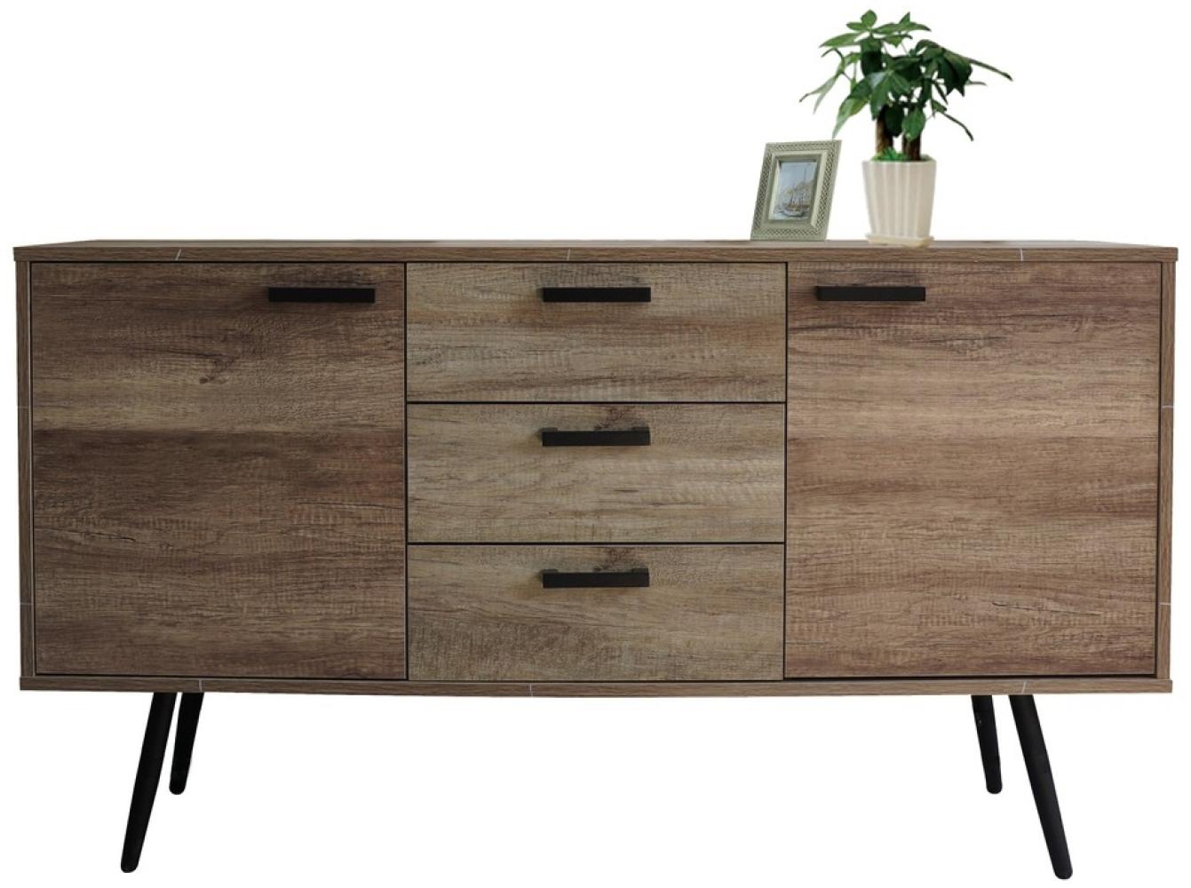 Braunes Sideboard, 2 Türen, 3 Schubladen 150 x 39,5 x 84 cm, MDF Bild 1