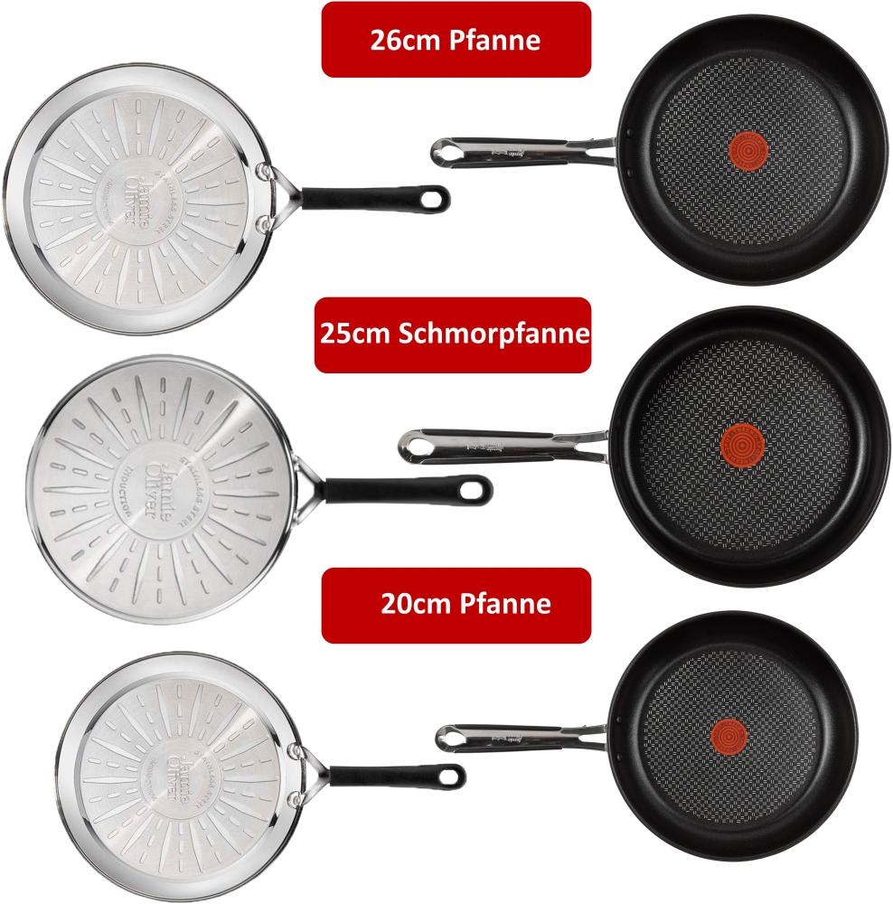 Tefal E30 - Set 16 | Jamie Oliver Pfannenset | 6 teilig | 20 cm + 24 cm + 28 cm mit Pfannenschoner und Wender Bild 1