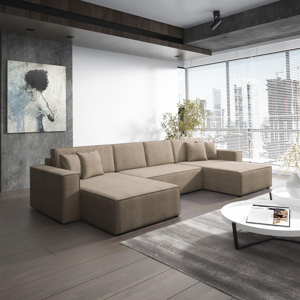 Wohnlandschaft Schlafsofa Sofa CONOR Stoff Poso Dunkelbeige Bild 1