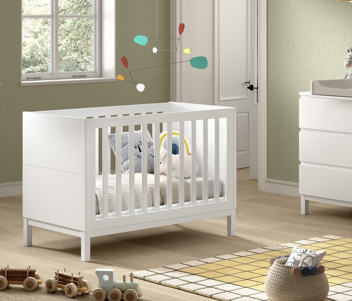 Babybett Eva 66.2 x 125 x 85.2 cm Kiefer MDF Weiß Bild 1