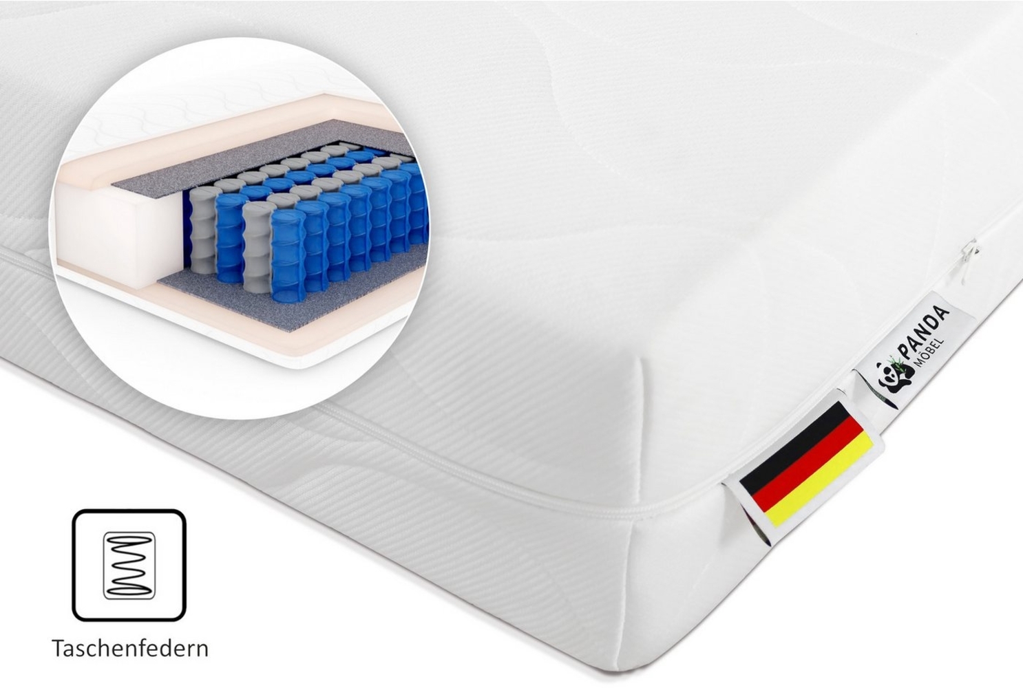 Taschenfederkernmatratze Komfortschaummatratze höhe 19cm 90cm 100cm 120cm 140cm 160cm 180cm H3, PANDA MÖBEL GmbH, 19 cm hoch, Die Matratze ist wendbar und in allen Größen erhältlich Bild 1