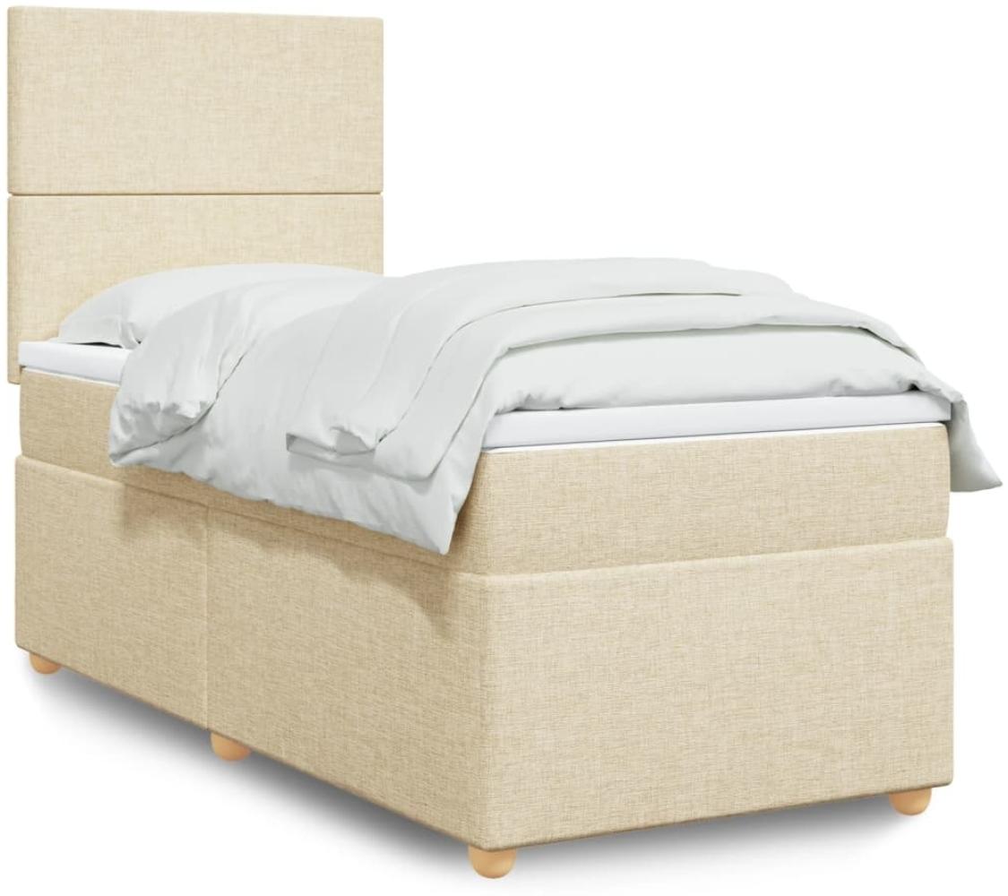 vidaXL Boxspringbett mit Matratze Creme 100x200 cm Stoff 3293489 Bild 1