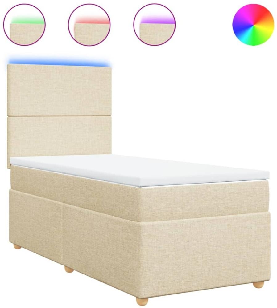 vidaXL Boxspringbett mit Matratze Creme 100x200 cm Stoff 3293489 Bild 1