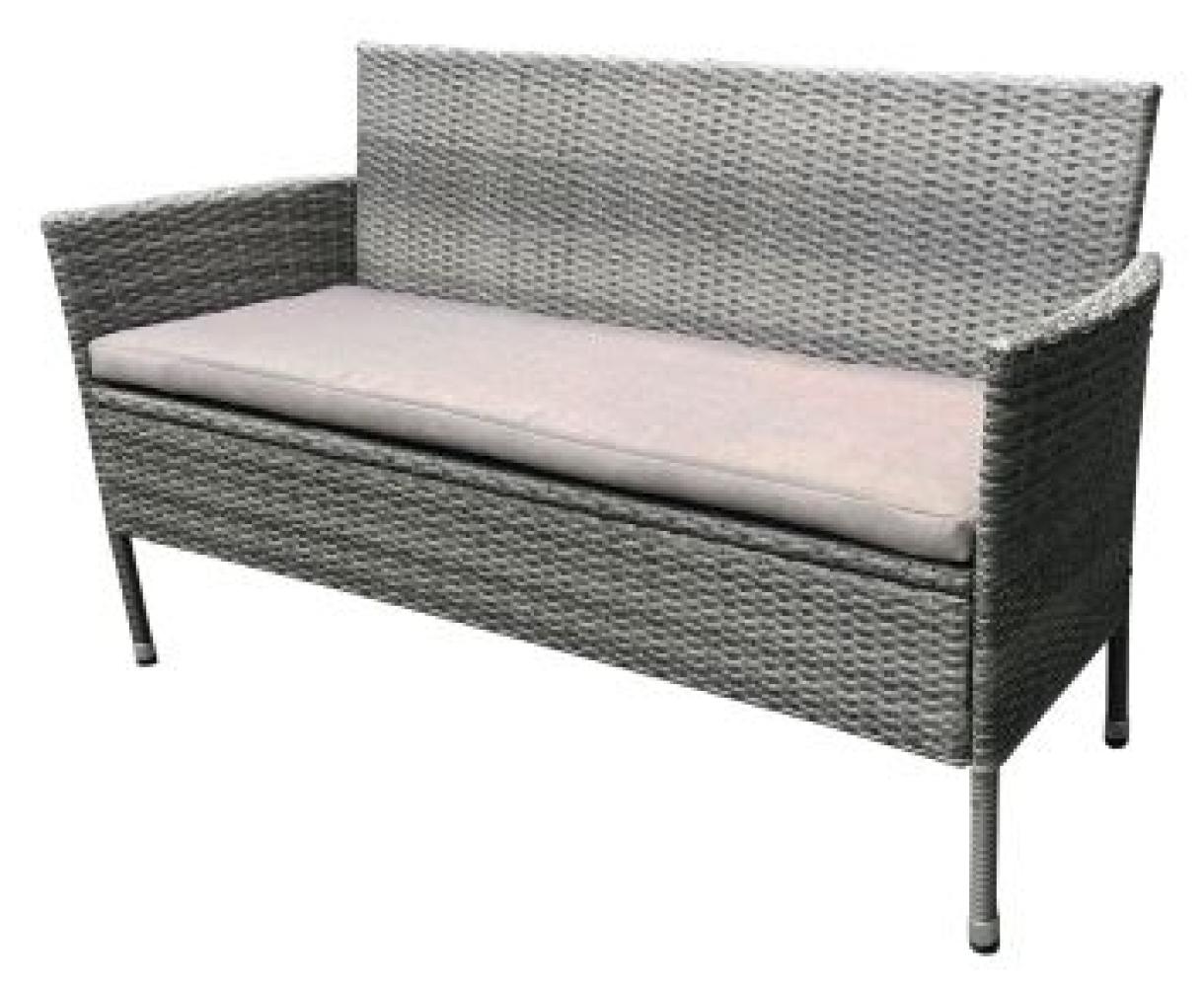 TrendLine Rattanbank 3 Sitzer Greta Braun 149x59x85cm Gartenbank inkl Sitzkissen Bild 1