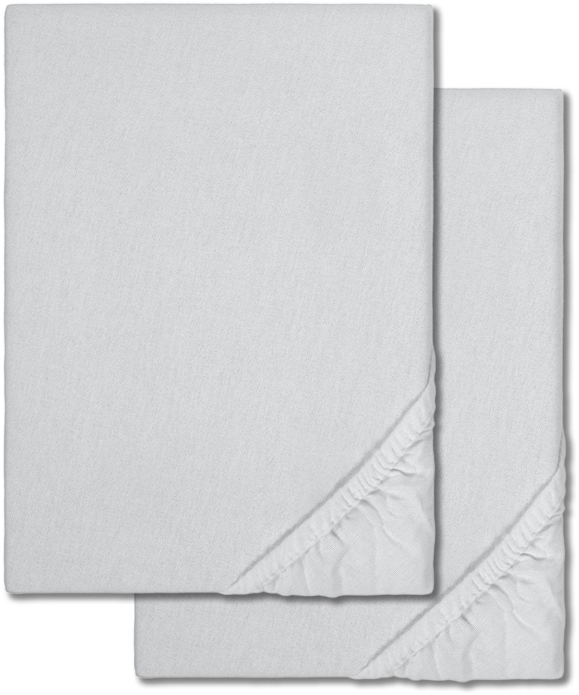 Spannbettlaken Winterflausch silber grau 180 x 190 - 200 x 200 cm Doppelpack Bild 1