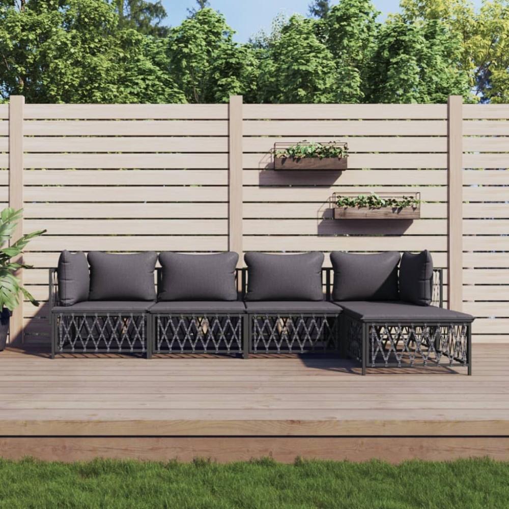 vidaXL 5-tlg. Garten-Lounge-Set mit Kissen Anthrazit Stahl 3186865 Bild 1