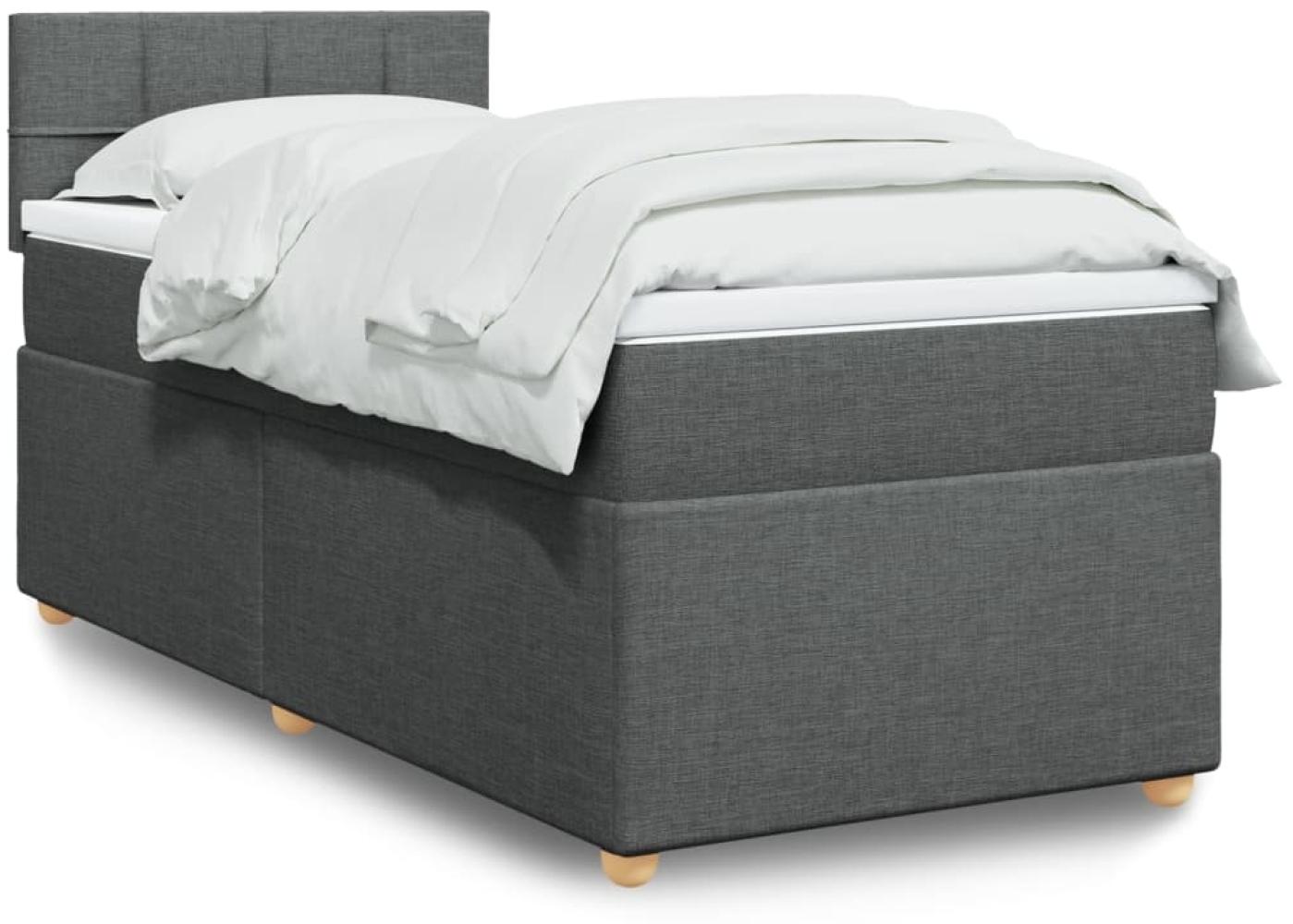 vidaXL Boxspringbett mit Matratze Dunkelgrau 90x190 cm Stoff 3288836 Bild 1